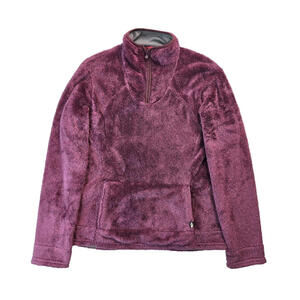 North Face Purple Furry Fleece 1/4 Zip Pullover Jacket Womens Size Medium M